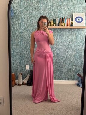 Misha The Sisal Mesh Maxi Dress in Pink size Medium